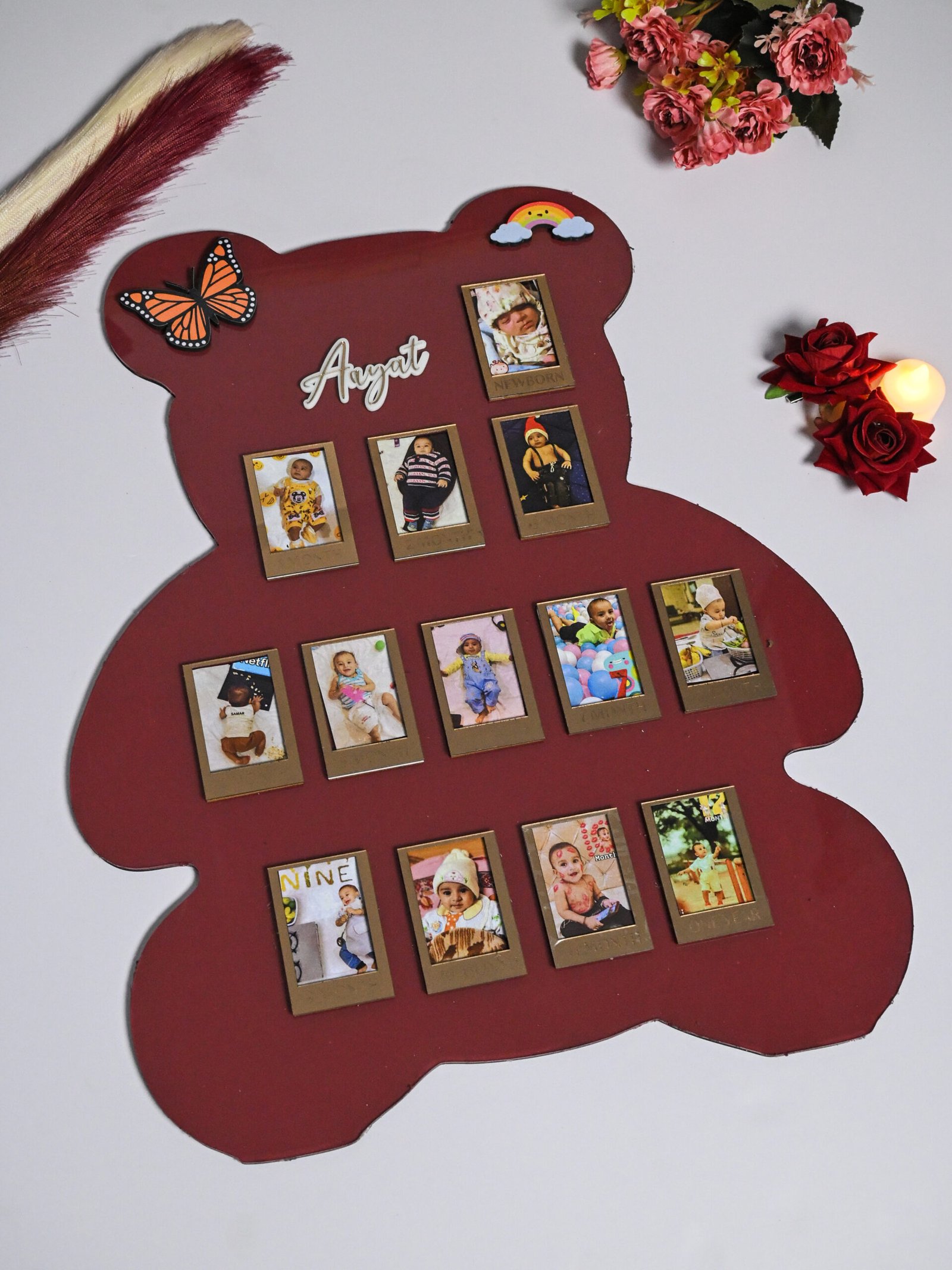 Teddy Baby Photo Board Beige,Ice Blue,Maroon - Image 4