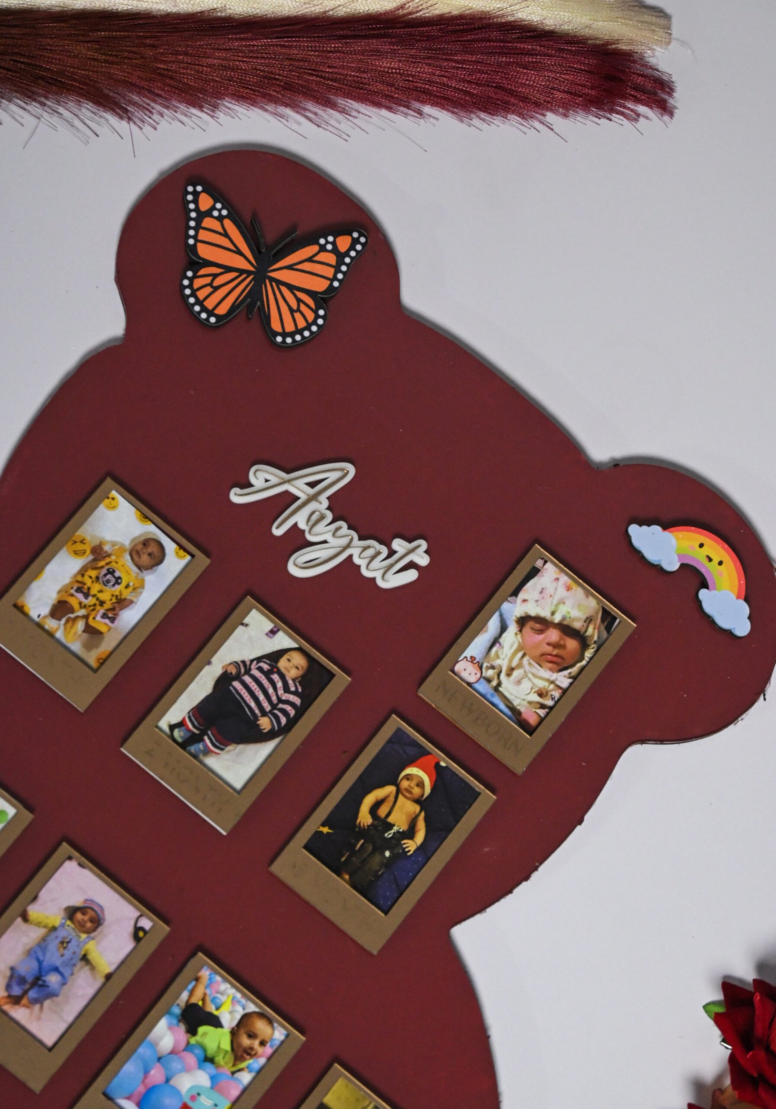 Teddy Baby Photo Board Beige,Ice Blue,Maroon - Image 3